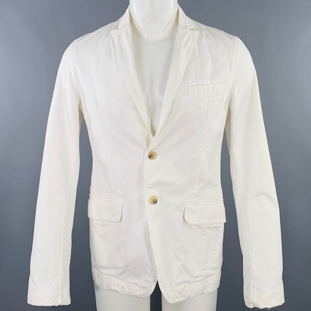 D&G by DOLCE & GABBANA Size 38 White Cotton Peak Lapel Jacket